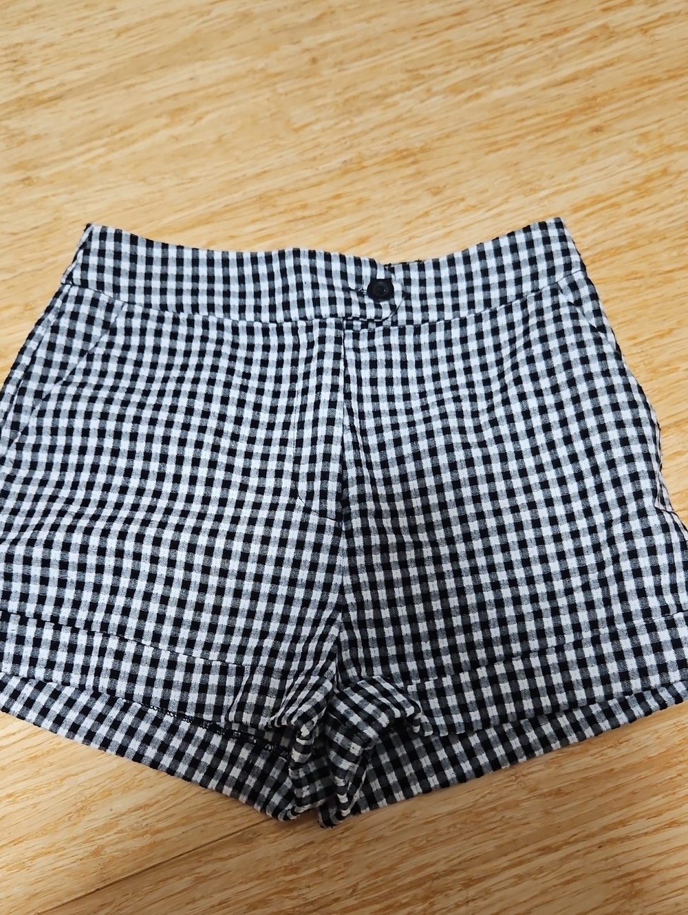 Forever 21 Black & White Gingham High Waist Shorts